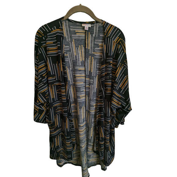 Lularoe Kimono Cardigan Size M Women’s Black Gold White Abstract Pattern - Picture 13 of 13